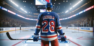 Elias Lindholm in NY Rangers gear speculated as a major trade target for New York Rangers