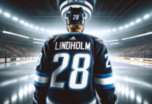 Elias Lindholm in action, a potential strategic fit for the Winnipeg Jets in NHL trade talks