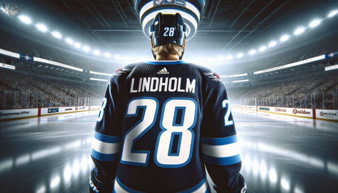 Elias Lindholm in action, a potential strategic fit for the Winnipeg Jets in NHL trade talks