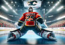 Jacob Markstrom in Calgary Flames jersey, speculation on NHL trade rumors