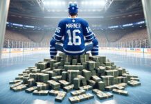 Mitch Marner sitting on stacks of money thinking about how much his next contract will be.