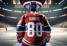 NHL trade rumor image depicting the logos of Montreal Canadiens and LA Kings with a background of a hockey rink.