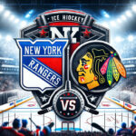 Action-packed moment from New York Rangers vs Chicago Blackhawks game