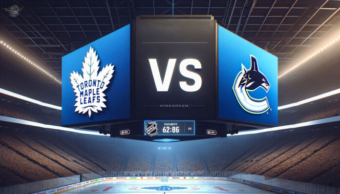 Toronto Maple Leafs and Vancouver Canucks players in action during NHL game preview image.