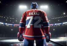 Arber Xhekaj in action, a hot topic in NHL trade rumors with Montreal Canadiens