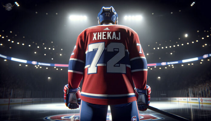 Exploring Arber Xhekaj's Rising Value in NHL Trade Rumors Arber Xhekaj in action, a hot topic in NHL trade rumors with Montreal Canadiens