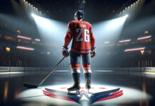 Nic Dowd in action, a valuable Washington Capitals player rumored to be available for trade in the NHL market.