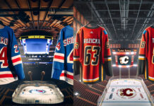 Graphic representation of NY Rangers and Calgary Flames potential trade involving Tanev, Ruzicka, Kakko, and Schneider