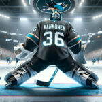 "Minnesota Wild and San Jose Sharks logos with trade arrows symbolizing the potential Kahkonen-Spacek-Petrovský trade