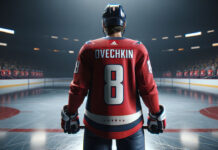 Alex Ovechkin in action, showcasing his skillful gameplay during the NHL 2023-24 season