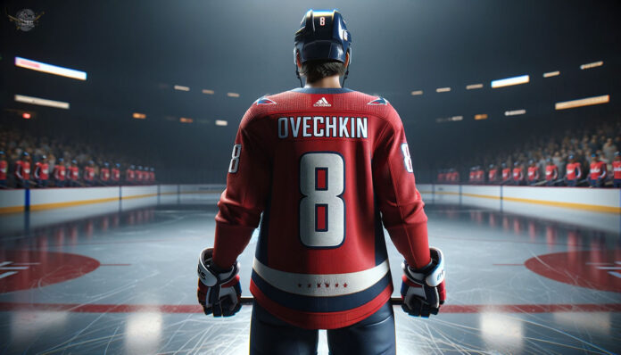 Alex Ovechkin in action, showcasing his skillful gameplay during the NHL 2023-24 season