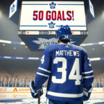 Auston Matthews Scores 50 in 54: History Made for Leafs Star Auston Matthews celebrating a goal during a Maple Leafs game