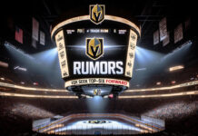 Vegas Golden Knights logo with a trade deadline graphic overlay