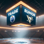 Edmonton Oilers and Pittsburgh Penguins logos with the text "Guentzel Trade Rumors"