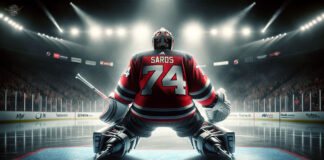 Juuse Saros Trade Speculation: Predators-Devils Deal Insights | NHL Trade Rumors Juuse Saros in New Jersey Devils gear with New Jersey Devils logos in the background, symbolizing trade rumors