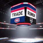 LA Kings and Montreal Canadiens logos with NHL trade rumor headline, showcasing potential player and draft pick exchange