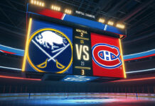 Buffalo Sabres Tage Thompson vs Montreal Canadiens Cole Caufield in NHL action