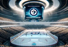 Crowd at a Winnipeg Jets game with empty seats visible