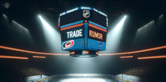 NHL trade rumor graphic showing Martin Necas and Pavel Buchnevich