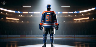 Evander Kane wearing Edmonton Oilers jersey looking frustrated