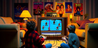 kids playing the classic video game Blades of Steel