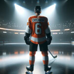Jakob Chychrun in Philadelphia Flyers uniform skates with the puck