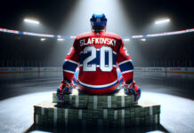 Juraj Slafkovsky sitting on a stack of money waiting to see if he will be offered a long-term contract extension?