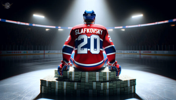 Juraj Slafkovsky sitting on a stack of money waiting to see if he will be offered a long-term contract extension?