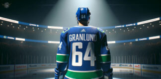 Mikael Granlund wearing a Vancouver Canucks jersey