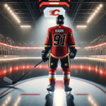 Nazem Kadri Trade Rumors: What Does the Future Hold in Calgary? Photo of Nazem Kadri in Calgary Flames jersey, looking pensive