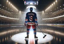 Jacob Trouba in a New York Rangers jersey. He will be out of the lineup for 2-3 weeks due to inury.