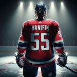 NHL Trade Rumors: Noah Hanifin to the Washington Capitals? Picture of Noah Hanifin wearing a Washington Capitals jersey