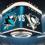 San Jose Sharks vs. Pittsburgh Penguins: Game Preview, Prediction & Odds San Jose Sharks and Pittsburgh Penguins logos on an NHL scoreboard