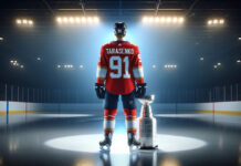 Vladimir Tarasenko celebrates in Florida Panthers jersey