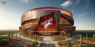 concept design for an NHL hockey arena for the Arizona Coyotes