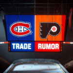NHL Trade Rumors: Canadiens and Flyers Buzzing with Blockbuster Potential this offseason Canadiens and Flyers logos with the headline "Blockbuster Trade Rumors Swirl"