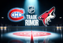 Montreal Canadiens and Salt Lake City Coyotes logos with the headline: NHL Trade Rumor