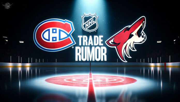 Montreal Canadiens and Salt Lake City Coyotes logos with the headline: NHL Trade Rumor