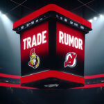 NHL scoreboard showing an NHL trade rumor for the Ottawa Senators and New Jersey Devils