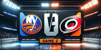 New York Islanders and Carolina Hurricanes logos facing off