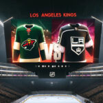 How to Watch Minnesota Wild vs Los Angeles Kings on TV Today A close-up photo of the Minnesota Wild and Los Angeles Kings logos on a NHL scoreboard.