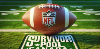 NFL Survivor Pool Canada logo with football field background