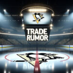 Pittsburgh Penguins logo on a scoreboard with the words Trade Rumor