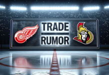 Detroit Red Wings, Ottawa Senators logos on display with the words Trade Rumor