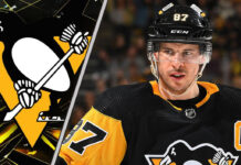 Sidney Crosby skates with the puck during Pittsburgh Penguins game