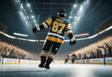 Sidney Crosby celebrates a goal