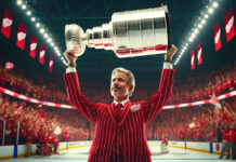 Craig Berube holding up the Stanley Cup while coaching the St. Louis Blues