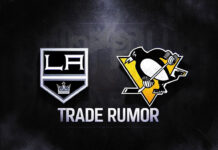 LA Kings and Pittsburgh Penguins logo with the word trade rumor below.