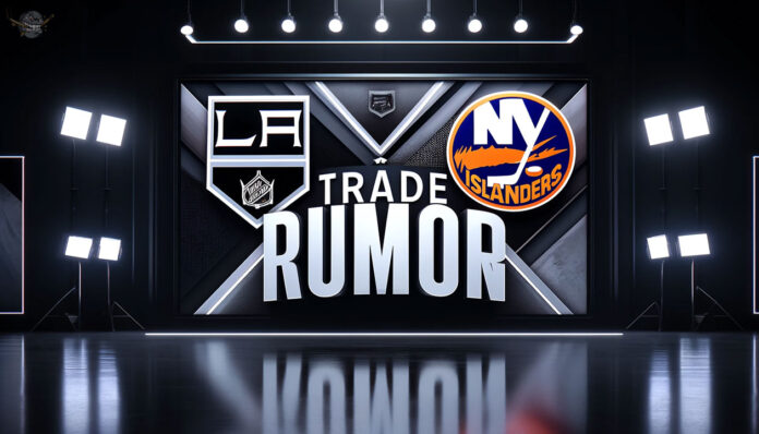 LA Kings and New York Islanders logos with the words trade rumor below.