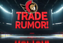 Ottawa Senators logo with the words trade rumor below the logo